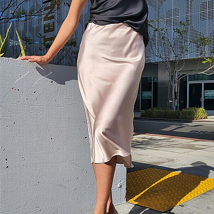 SATIN MIDI SKIRT