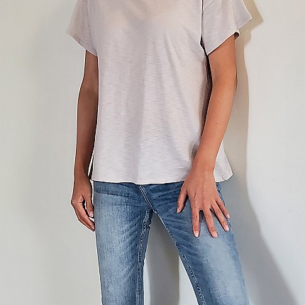 WASHED CTN MODL SLUB DROP SHOLDER ROUND NECK SHORT SLEEVE BOXY TEE